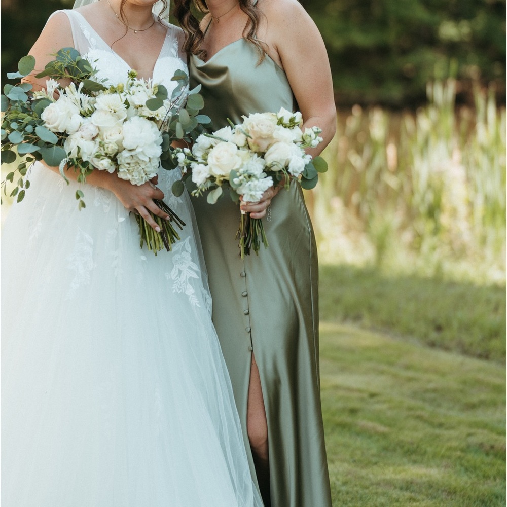 Revelry Billie Satin Bridesmaid Dress - Silver Sage, Size 10